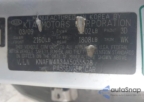 2010 Kia Forte Sx из США, поврежденный, VIN KNAFW4A34A5055528